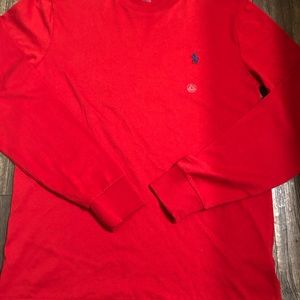 Polo Ralph Lauren Red Blue Pony Logo Casual Long Sleeve T-Shirt Mens Size SMALL